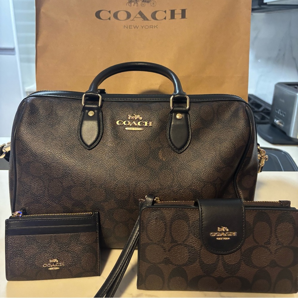 Coach Dark Brown Large Rowan bag